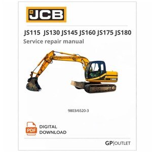 JCB JS Excavator Service Repair Manual (JS115-JS180) (Digital Download)