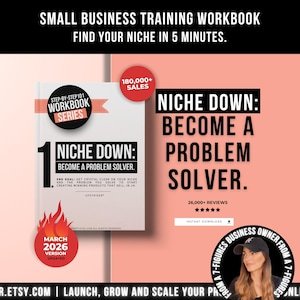 How to Niche Down And Solve Problems Workbook, Find Your Profitable Niche in 1h, Marketing Etsy And Shopify Seller Guide, Business Workbook